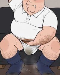 ai_generated balls chubby cock dirty dirty_socks drooling family_guy fat hair human male male_only overweight peter_griffin pubes socks solo solo_male sweat