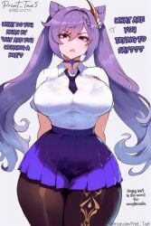 ai_assisted ai_generated big_breasts big_butt genshin_impact keqing_(genshin_impact) office_lady patreon_username print_tax5 twitter_username