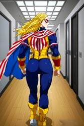 ai_generated backboob bare_legs big_ass big_butt blonde_hair blue_eyes boku_no_hero_academia cathleen_bate fat_ass gigantic_ass gigantic_breasts huge_breasts huge_thighs light-skinned_female light_skin long_hair looking_back massive_ass massive_breasts muscular muscular_female my_hero_academia shounen_jump smiling solo_female spiky_hair star_and_stripe_(my_hero_academia) sweat sweatdrop thick_thighs thighs very_long_hair voluptuous voluptuous_female