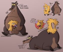 anal anthro balls barry_bear_(the_angry_beavers) big_penis dirty_talk duo english_text fellatio fur genitals hi_res kneeling male male/male nickelodeon norbert_beaver oral oral_penetration penetration penile penis references riding sex small_penis straddling text the_angry_beavers tongue tongue_out undercoverbernard