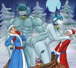 2021 anthro christmas ded_moroz flick gigantic_breasts larger_male santa santa_claus snegurochka snow year_of_the_ox