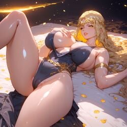 1girls ai_generated bare_arms bare_legs bare_shoulders bare_thighs big_breasts blonde_hair blush clothed clothing color elden_ring female female_focus female_only fromsoftware hi_res large_breasts light-skinned_female light_skin long_hair looking_at_viewer queen queen_marika_the_eternal rorono_makuto solo solo_female tagme thick_thighs yellow_eyes