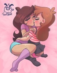 2girls american american_female bare_thighs blush blush_lines blushing breasts brown_hair brunette brunette_hair closed_eyes clothed clothed_female clothed_sex cuddle female female_focus female_only frostdrive gay gay_kissing gay_sex hand_on_ass hand_on_butt heart_symbol hearts hugging jaiden jaiden_animations kiss kissing lesbian lesbian_kiss lesbian_sex light-skinned_female light_skin light_skinned_female long_hair long_hair_female panties pink_background plumnights romantic sex shgurr skirt stockings sweat sweatdrop sweating t-shirt tagme underwear very_long_hair youtube youtuber yuri