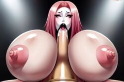 ai_generated big_breasts big_lips bimbo bimbo_body bimbo_lip bimbo_lips bimbofication bimbofied black_lipstick blowing_kiss blowjob blowjob_face blowjob_gesture blowjob_only female giant_breasts hi_res high_resolution highres huge_breasts latex latex_bodysuit latex_clothing latex_gloves latex_legwear latex_stockings latex_suit latex_thighhighs low-angle_view nipple_bulge nipples paizuri plump_lips round_ass round_breasts round_butt sweat sweatdrop sweating sweaty sweaty_body sweaty_breasts sweaty_butt