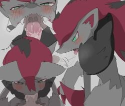 2024 after_oral after_sex ambiguous_anthro ambiguous_focus ambiguous_gender ambiguous_penetrated anthro anthro_penetrated azu_(pixiv_103869705) biped black_body black_fur blush blush_lines bodily_fluids canid cum cum_in_mouth cum_inside cum_string duo ears_down erection faceless_character faceless_male fangs fellatio fur generation_5_pokemon genital_fluids genitals green_eyes grey_background grey_body grey_ears grey_fur grey_penis half-closed_eyes hi_res male male/ambiguous male_penetrating male_penetrating_ambiguous mammal mouth_shot multicolored_body multicolored_fur narrowed_eyes nintendo open_mouth oral oral_penetration penetration penile penis penis_in_mouth pink_tongue pivoted_ears pointy_ears pokemon pokemon_(species) prick_ears red_body red_fur saliva saliva_string sequence sex shadow sharp_teeth simple_background snout solo_focus spread_mouth tears teeth tongue tongue_out uvula zoroark