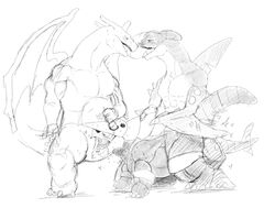 aggron anal_sex charizard dragon fellatio game_freak garchomp katabreak male male_only nintendo pokemon pokemon_(species) saliva_string sex spitroast threesome tongue video_games