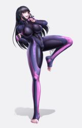 1girls bangs black_hair blunt_bangs bodysuit breasts capcom clothed constricted_pupils diskette feet female female_only fingerless_gloves full_body gesture gloves highres huge_breasts human juri_han long_hair looking_at_viewer nail_polish open_mouth open_smile pink_eyes pink_nails png shushing sidelocks signature simple_background smile solo standing_on_one_leg street_fighter street_fighter_v toeless_legwear toenail_polish toes very_long_hair white_background