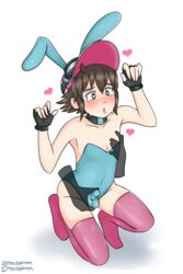 1boy ai:_the_somnium_files black_eyes brown_hair bunny_ears bunnysuit dick disembodied_hand femboy gay groping heart heart-shaped_pupils lovelymeckalemon male male_only meckalemon ota_matsushita yaoi