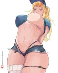 1girls artoria_pendragon blonde_hair breasts cameltoe dreyfos fate/grand_order fate_(series) md5_mismatch mysterious_heroine_xx_(foreigner) panties patreon_username shy tagme thick_thighs thighs underwear