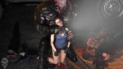 1girls 1monster 3d animated belt big_dom_small_sub blood brown_hair capcom carlos_oliveira clothed_sex clothing continuous_ejaculation cum cum_in_pussy cum_inside death female firearm footwear from_behind hands_on_neck handwear human hvlsfm jewelry jill_valentine jill_valentine_(sasha_zotova) legs_together male male_death monster mp4 ne-α_parasite nemesis_(resident_evil) on_knees open_mouth penetration rape resident_evil resident_evil_3 resident_evil_3_remake short_hair sound vaginal_penetration vaginal_sex video weapon