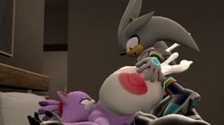 3d anthro bed blaze_the_cat breast breast_expansion cum domestic_cat gem grey_body happy_sex hedgehog lying nipple_fucking nipple_penetration nipples penis purple_body sega sex silver_the_hedgehog smile sonic_(series) source_filmmaker straight wallacethespideer