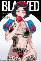 1girl ai_generated anime artist:basicallynomore blacked disney_princess female looking_at_viewer pan-african_flag_bikini pan_african_colors pubic_tattoo qos qos_tattoo queen_of_spades queen_of_spades_symbol queen_of_spades_tattoo snow_white_(disney) tattoo tattoos white_skin