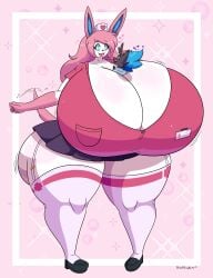 big_breasts breasts cleavage eeveelution female huge_breasts hyper hyper_breasts pokemon pokemon_(species) selene_(itsawulf) shinyillusionz sylveon tagme thick_thighs wide_hips zeke_the_zorua zorua