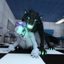 1:1 3d_(artwork) anthro bestiality breasts canid canine canis digital_media_(artwork) domestic_dog duo female feral hi_res lady_poodlina male mammal poodle wolf wolf_(fortnite)