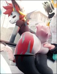 3d_(artwork) absurd_res after_anal after_sex animal_genitalia animal_penis anthro bat_wings big_butt black_body black_fur blender_(artwork) bodily_fluids butt canine_genitalia canine_penis clothing cum cum_drip cum_in_ass cum_inside digital_media_(artwork) dripping duo equine_genitalia erection femboy fishnet_clothing fishnet_legwear fur genital_fluids genitals goobastera grey_body grey_fur hi_res horn knot leaking_cum legwear lill_esp lill_espion looking_at_viewer male male/male membrane_(anatomy) membranous_wings orange_body orange_fur penetration penis red_body red_fur rexouium shirt thick_thighs topwear white_body white_fur wings