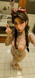 feet jules_(fortnite) kitway nude selfie_pose sexy tattoos tits waist