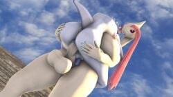 absol anthro big_ass big_balls big_breasts big_penis femboy femboy_penetrated furry futa_on_male futanari lolmcfallout milotic no_humans penetration pokemon pokemon_(species) source_removed stand_and_carry_position thick_thighs