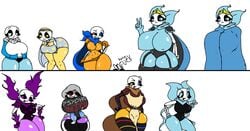 dream_sans dream_sans_(fan_character) dust_sans exaggerated_eyelashes hoodie ink_sans_(fan_character) rule_63 sans sans_au skeleton stockings the_absolute underswap underswap_sans undertale undertale_fanfiction