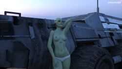 3d 3d_render artistic artistic_nude blender blender_(software) breasts breasts_out cosplay fair_skinned_female female green_skin hips hourglass_figure human humanoid jane_shepard large_breasts mass_effect pale-skinned_female pale_skin panties parody sexy sexy_pose shiala slim_waist steglitzer video_game_character waist
