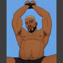1boy bound bound_wrists dead_by_daylight diet_soda13 gabriel_soma male male_only muscular muscular_male shirtless shirtless_male tagme