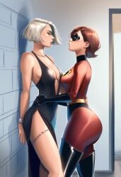 2girls ai_generated big_ass big_breasts big_thighs bisexual bisexual_female breasts curvaceous curvy curvy_figure digital_media_(artwork) disney elastigirl female helen_parr hips hourglass_figure huge_ass huge_breasts huge_thighs large_ass large_breasts large_thighs legs light-skinned_female light_skin mature mature_female milf mirage_(the_incredibles) phophopho pixar slim_waist the_incredibles thick thick_hips thick_legs thick_thighs thighs voluptuous waist wide_hips yuri