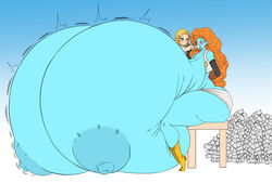 2girls android_18 ass_bigger_than_head big_ass blue_skin breast_expansion breasts breasts_bigger_than_body breasts_bigger_than_head breasts_bigger_than_torso breasts_on_floor dragon_ball dragon_ball_z dragonicxs enormous_ass female female_only gigantic_ass gofenix growth huge_ass hyper hyper_ass hyper_breasts immobile long_hair massive_ass massive_breasts multiple_girls short_hair shounen_jump tagme thick_thighs too_big too_big_to_move zangya