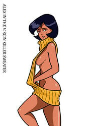 alex_(totally_spies) barely_clothed inspector97 short_hair sweater sweater_dress teasing totally_spies virgin_killer_sweater yellow_sweater