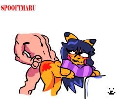 1boy 1boy1girl 1girls animated annoying_dog_(undertale) bent_over breasts catgirl deltarune doggy_style doggystyle female hand_print kris_(deltarune) male muscular_male raped_female secretly_loves_it sona spoofymaru yellow_skin