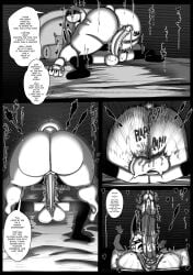 absurd_res anthro balls bed big_balls big_butt big_penis blowjob_face blush blush_lines bodily_fluids butt claws clothing comic dirty_talk dripping drooling duo english_text erection eyelashes eyes_closed eyeshadow female fingernails floppy_ears furniture genital_fluids genitals gesture glans hand_gesture hare hi_res huge_butt huge_penis lagomorph legwear leporid long_ears lop_ears lying lying_on_bed makeup male male/female mammal monochrome nails north_star_500 nude nude_anthro nude_female nude_male nun on_back on_bed overweight pawpads penetration penile penile_penetration penis penis_grab penis_in_vagina pillow precum profanity rabbit saliva saliva_drip scut_tail sex short_tail size_difference slightly_chubby smile stockings tail text thumbs_up toe_claws vaginal vaginal_penetration vein veiny_penis