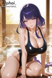 1girl 2025 2026 4k absurd_res absurdres ai ai-created ai-generated ai_art ai_assisted ai_generated alphai big_breasts black_lipstick black_one-piece_swimsuit blushing braided_hair cinematic_lighting cleavage close-up colorful_background depth_of_field detailed_hair detailed_skin detailled_background dramatic_shadows eyelashes eyeliner female_face female_only full_body genshin_impact high_angle high_quality high_resolution highleg_one-piece_swimsuit highleg_swimsuit highres hoyoverse indoors long_hair looking_at_viewer mihoyo naughty_face on_side one-piece_swimsuit onsen particles patreon patreon_link patreon_url patreon_username pinup purple_hair raiden_shogun raised_eyebrows red_hair seductive_eyes seductive_look sitting solo steam straight sweaty swimsuit torso volumetric_lighting watermark wooden_floor wooden_wall