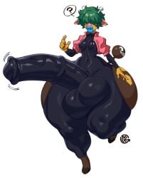 2025 2_horns anthro balls balls_outline big_balls big_penis biped blue_lips bodysuit breasts bulge character_request clothing cropped_jacket detailed_bulge digital_media_(artwork) erection generation_2_pokemon genital_outline genitals girafarig green_hair gynomorph hair hi_res hooves horn huge_balls huge_hips huge_penis hyper hyper_balls hyper_genitalia hyper_hips hyper_penis intersex latex latex_clothing latex_skinsuit lips navel_outline nintendo nipple_outline penis pokemon pokemon_(species) question_mark short_hair simple_background skinsuit solo species_request speech_bubble suit tail thehelmetguy thick_lips throbbing throbbing_penis tight_clothing vein veiny_penis white_background wide_hips yellow_body