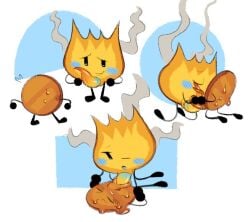 battle_for_dream_island bfdi blue_blush coin coiny coiny_(bfdi) cuntboy fire firey_(bfdi) frottage gay intersex kissing labbit1337 melting molten_metal object_shows penis smoke yaoi