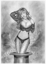 1girls 2013 big_breasts breasts cleavage dc_comics female fishnets huge_breasts solo tagme_(artist) traditional_media_(artwork) zatanna