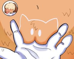 blushing blushing_male canid cuntboy cute cute_pussy dog drawing_on_body fanart fercholito fingering fur furry furry_male hair_between_eyes meme_reference mouth_open original_character puppyboy tongue_out twitter