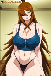 1girl 1girls ai_generated ass ass_focus breasts curvy curvy_figure female female_focus hair huge_breasts light-skinned_female long_hair mature_female mei_terumi milf naruto naruto_(series) naruto_shippuden seductive seductive_pose short_hair smile sweat thick_thighs thighs thong underwear zadbhell