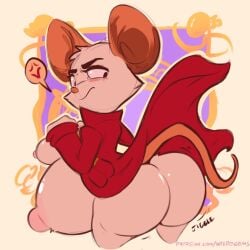 1:1 anthro belly big_belly big_breasts big_butt big_ears blush breasts butt cross-popping_vein female fur huge_belly huge_breasts huge_butt mammal mina_(mina_the_hollower) mina_the_hollower mouse murid murine navel navel_outline nipples pregnant pregnant_anthro pregnant_female rodent solo tail text url white_body white_fur wildegems yacht_club_games