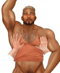 1boy bushy_pubes dead_by_daylight diet_soda13 gabriel_soma groping groping_breasts groping_chest groping_pecs male male_focus male_only muscular muscular_male pubic_hair shirt shirt_only solo solo_focus solo_male tagme tank_top tank_top_only vittorio_toscano