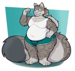 artist_request bbw big_breasts breasts cam_(castdraws) cleavage female furry huge_breasts overweight tagme thick_thighs wide_hips