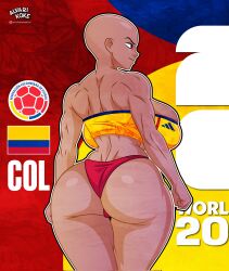 1girls 2020s 2026 2d alvarikokearte ass bald bald_female big_breasts breasts colombia_(countryhumans) female female_only fifa national_personification personification png solo world_cup