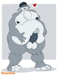 2016 4_fingers anthro balls belly big_balls big_belly big_penis bodily_fluids buckteeth chest_tuft cross-popping_vein erection fingers fur genitals graybluestudios hair half-closed_eyes hand_on_belly heart_symbol humanoid_genitalia humanoid_penis lagomorph leporid male mammal morbidly_obese narrowed_eyes nipples nude nude_anthro nude_male obese obese_anthro obese_male open_mouth overweight overweight_anthro overweight_male penis penis_pressing_belly rabbit sean_the_cuddle_cabbit signature solo standing sweat teeth tongue tuft