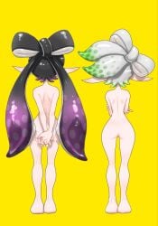 2girls ass callie_(splatoon) completely_nude completely_nude_female inkling inkling_girl koharuno2 marie_(splatoon) splatoon splatoon_(series) squid_sisters squid_sisters_(splatoon) tagme tentacle_hair