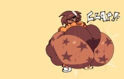 1girls 2026 ass_focus brown_hair brown_pants clapping_butt clapping_buttocks clapping_cheeks dark-skinned_female dark_skin female friday_night_funkin friday_night_funkin_mod girlfriend_(friday_media_showdown) girlfriend_(friday_night_funkin) hoodie huge_ass hyper hyper_ass selloutscum short_hair star twerk twerking twerking_at_viewer twerking_position yellow_background yellow_hoodie