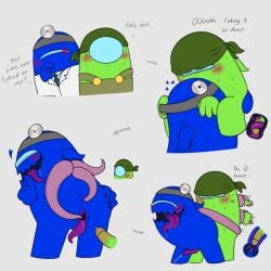 among_us among_us_(series) ass autopenetration blowjob blue_(among_us) cum internal_view lime_(among_us) penis spreading_pussy tentacle_penis vaginal_penetration