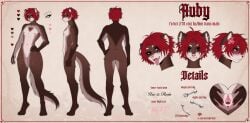 abs andromorph anthro barbell_piercing blush brown_body brown_fur clitoral clitoral_hood clitoris clitoris_piercing color_swatch domestic_ferret english_text evilbarashek full-length_portrait fur gaping gaping_vagina genital_piercing genitals hair hi_res intersex leg_scar makeup mammal model_sheet mustelid musteline nipple_piercing nipples nude piercing portrait red_eyes red_hair ruby_(evilbarashek) running_makeup scar scars_all_over scars_on_chest self-harm solo tattoo text thigh_scar tongue tongue_out tongue_piercing trans_(lore) trans_man_(lore) true_musteline tsundere turnaround vulva weasel