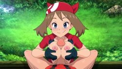 1boy 1girls 2d animated ass ass_jiggle blue_eyes breasts brendan_(pokemon) brown_hair bubble_butt cum cum_in_pussy cum_inside doggy_style female laceysx light-skinned_female light-skinned_male light_skin longer_than_one_minute male male_pov mating_press may_(pokemon) moaning outdoor_nudity outdoor_sex outdoors paizuri paizuri_lead_by_female paizuri_on_lap pokemon pokemon_rse pov pussy rubyredva sex sex_from_behind sound spreading spreading_ass spreading_pussy standing standing_doggy_style standing_sex tagme thighs vagina vaginal_penetration vaginal_sex video