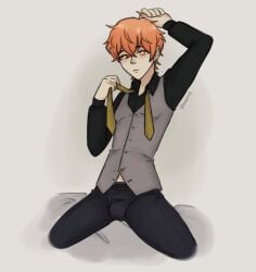 erect_penis given_(anime) orange_eyes orange_hair sato_mafuyu_(given) sexy_pose