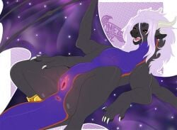 anthro anus astralia_(celestiallizard) claws dragon female flat_chested genitals hair horn looking_at_viewer lying mythological_creature mythological_scalie mythology omez open_mouth presenting scalie spreading tail teeth tongue vulva wings
