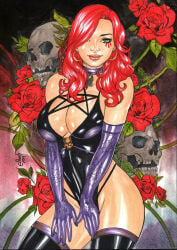 1girls 2019 big_breasts breasts cleavage dynamite_comics elberty_(artist) female huge_breasts red_hair solo tagme_(character) traditional_media_(artwork)