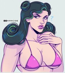 1girls ? artist_name big_lips bikini bikini_top boobs breasts female female_focus female_only gilf green_eyes green_hair hand_on_neck higashikata_kaato jojo's_bizarre_adventure jojolion light-skinned_female light_skin lipstick long_hair milf miracide nail_polish nipples_visible_through_clothing normal_breasts pink_bikini pink_bikini_top pink_lipstick pink_nail_polish pink_nails puffy_lips solo solo_female solo_focus tagme thick_lips tits toned toned_female