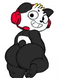 1boy 2020 3_toes anthro ass barefoot big_butt big_ears big_eyes black_body black_butt black_ears black_eyes black_nose black_tail blonde_hair bubble_butt combo_panda cub feet filthyopossum furry giant_panda hair headgear headphones headset headset_microphone hi_res huge_butt looking_at_viewer looking_back male male_only mammal multicolored_body nude presenting presenting_hindquarters ryan's_world scut_tail short_hair simple_background smile solo teeth thick_thighs toes toony ursid white_background white_body white_hair